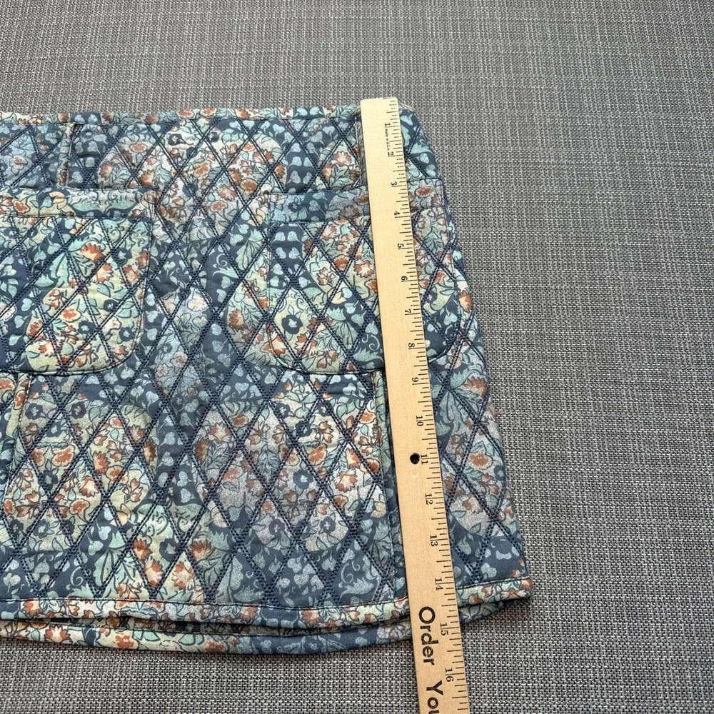 New Free People Darla Mini Skirt size 0 Tapestry Quilted Blue Floral Patchwork